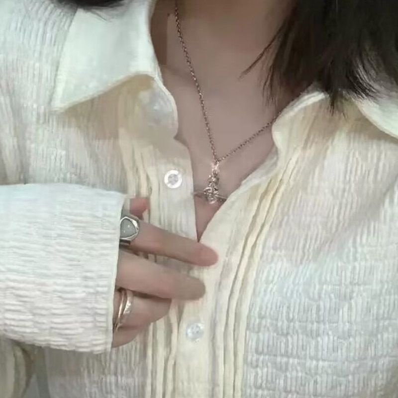 西太后微微安同款玻璃珠立体土星项链女欧美颈链小众设计锁骨链