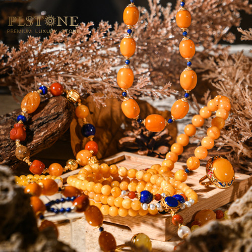 【设计师系列】普琳丝天然水晶文玩鸡油黄蜜蜡设计diy手串手链女