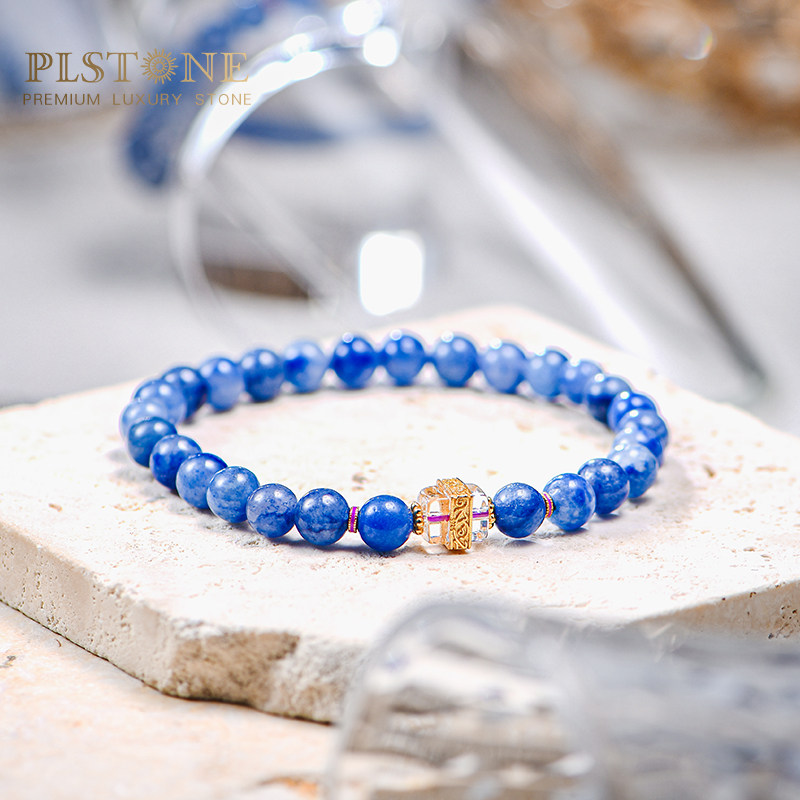 普琳丝天然水晶珠宝级南非老矿玉化蓝舒俱来四方来财手链S925