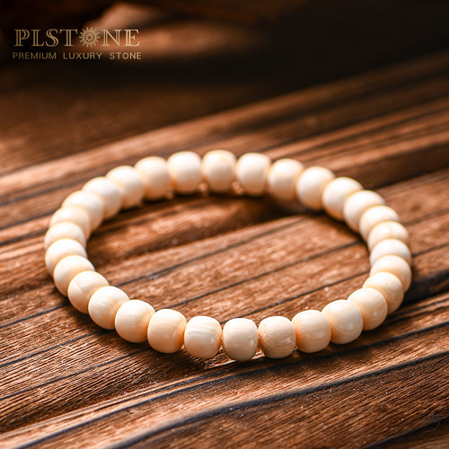 PLSTONE普琳丝珠宝级非洲猛犸牙非遗牙雕老型算盘珠手链