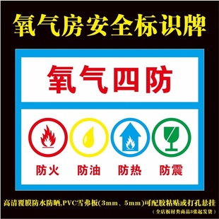 医院氧气筒瓶库房安全提示氧气四防标识牌警示牌室户外铝板可定制