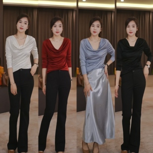 【杰哥粉丝专享】22-388春季新款内搭打底衫高级感长袖上衣女