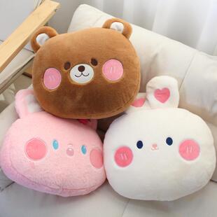 可爱萌兔兔小熊熊居家靠背办公室靠垫沙发床上抱枕午睡枕汽车腰靠