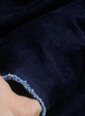 金深蓝色美国进口CONE丹宁牛仔布料微厚软纯棉意大利土耳其高档端