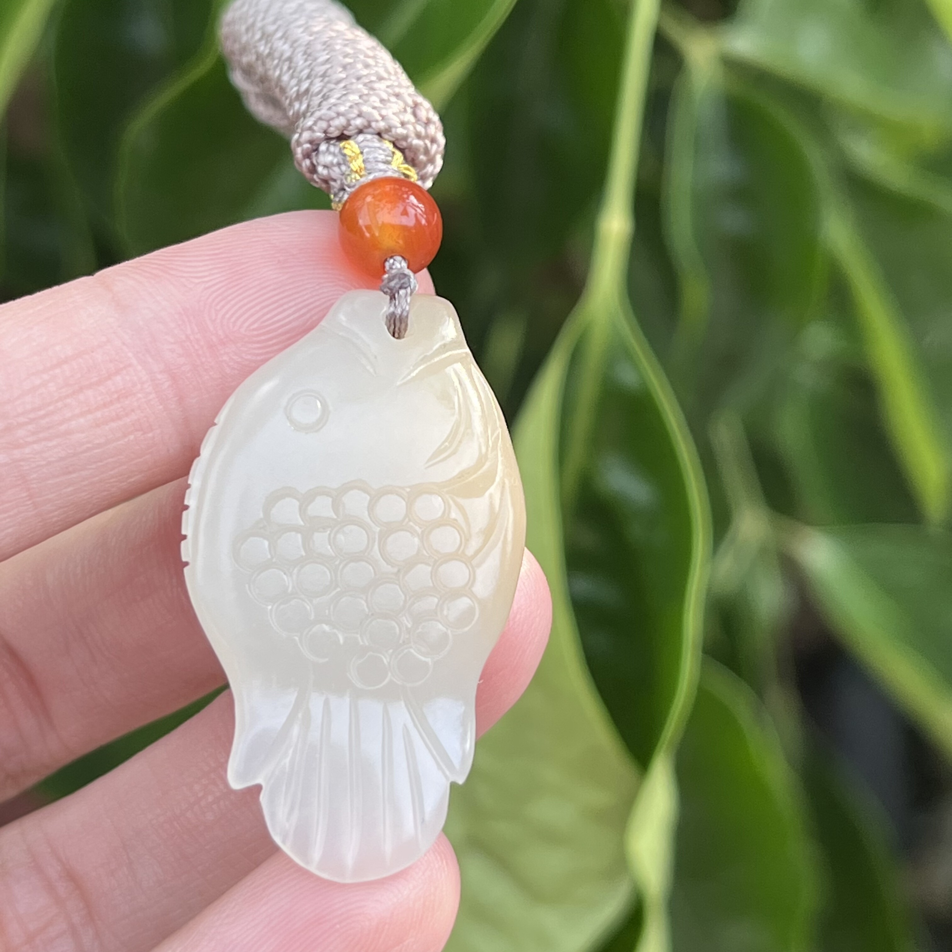 新疆和田玉糖白玉老玉年年有余鱼玉坠金玉满堂项坠挂件包邮8克