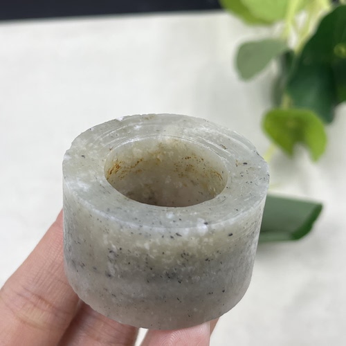 新疆和田玉点墨青花扳指戒指边角料圈口23圆圈指环戒圈玉石料包邮