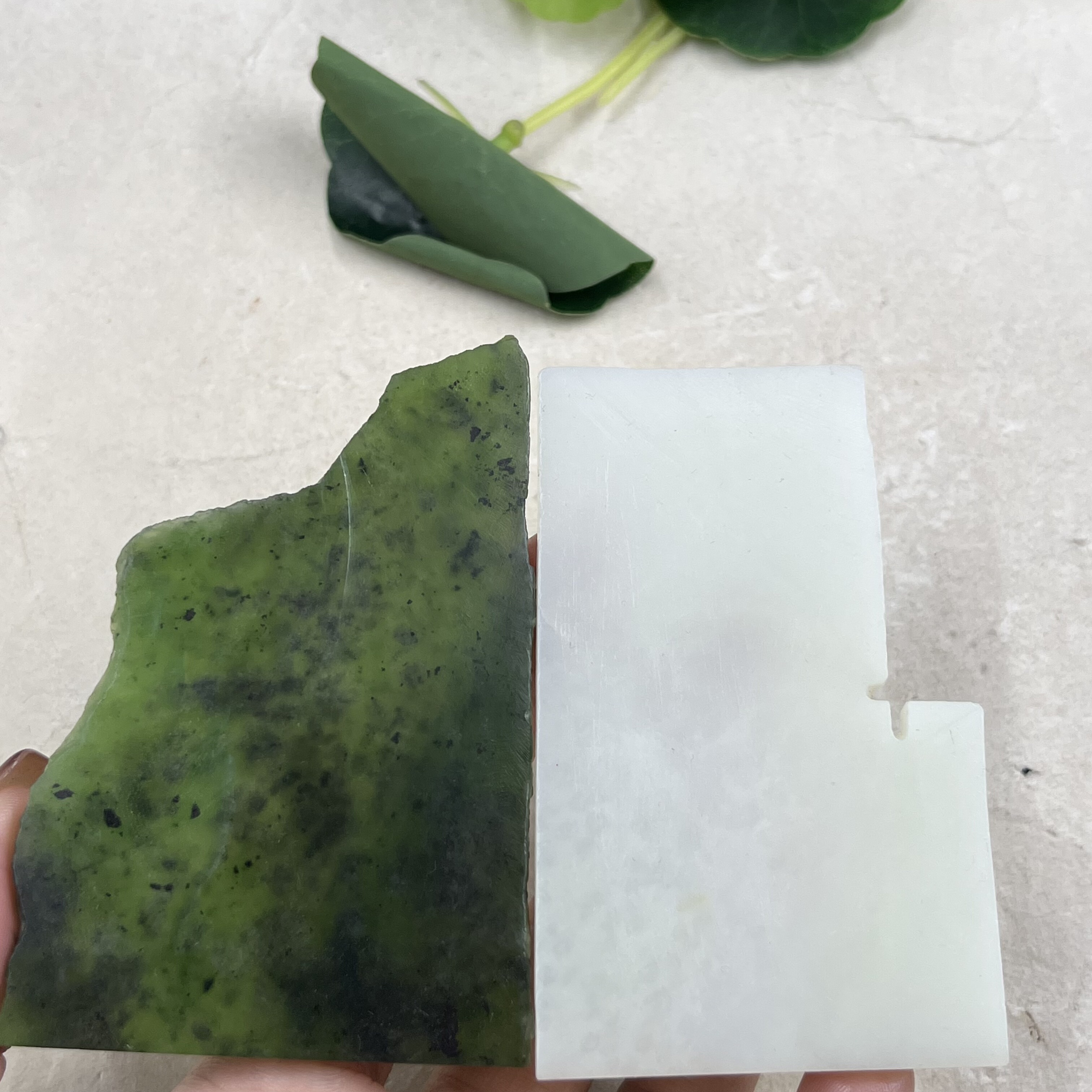 2件价和田玉碧玉白玉薄片刮痧板玉石料牌子边角料DIY书签片料包邮
