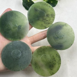 5件价新疆和田玉碧玉菠菜绿薄片刮痧板边角料DIY书签玉石料包邮x