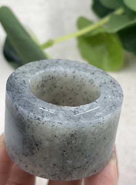 新疆和田玉点墨青花扳指内径23戒指边角料指环戒圈玉石毛料包邮t