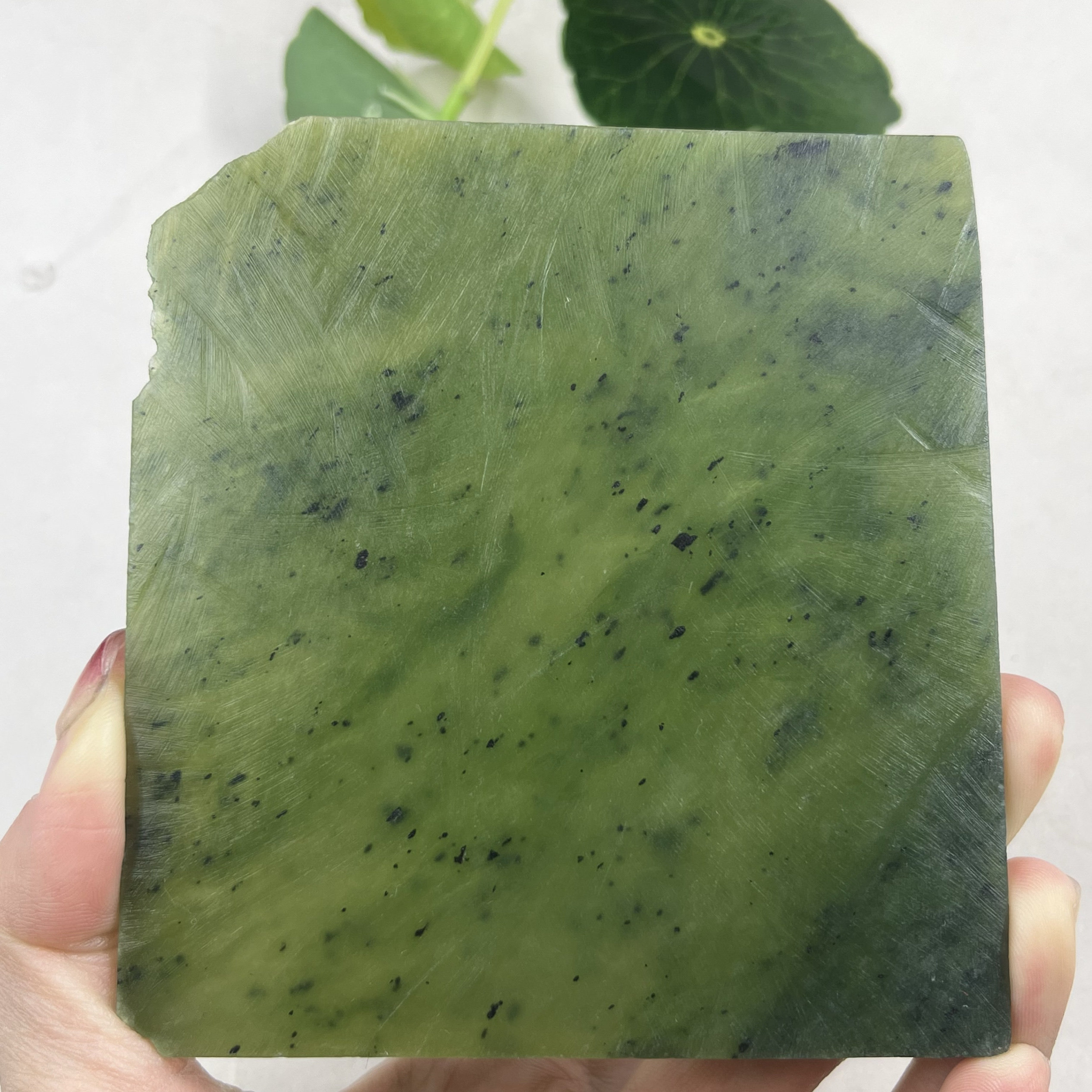新疆和田玉碧玉菠菜绿薄片边角料刮痧板玉石料DIY书签包邮78克
