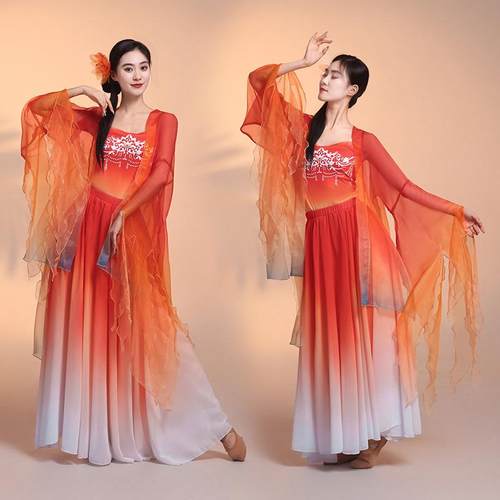 古典舞蹈服女飘逸长衫古风落轻舞