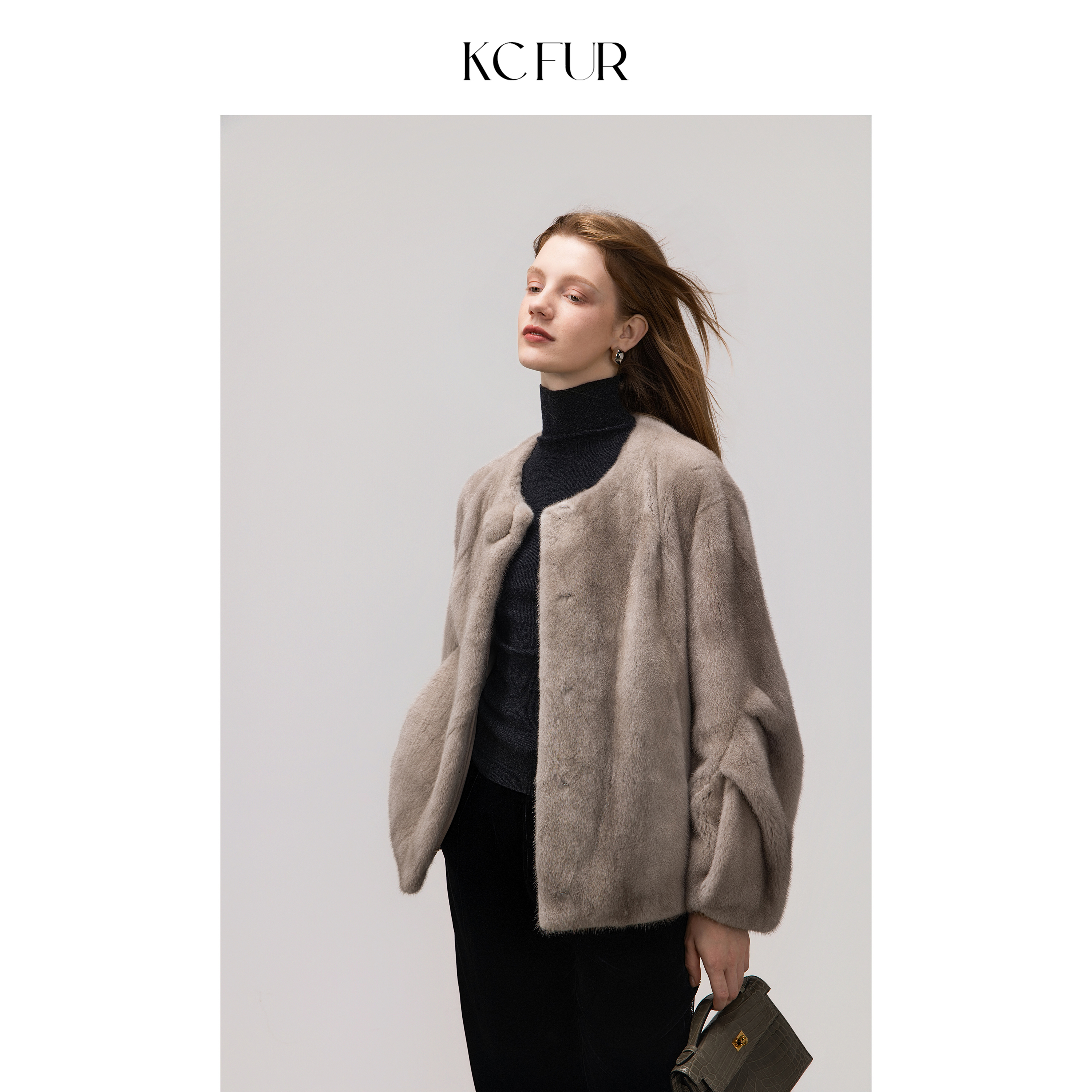 天鹅绒短二短款水貂皮草外套女