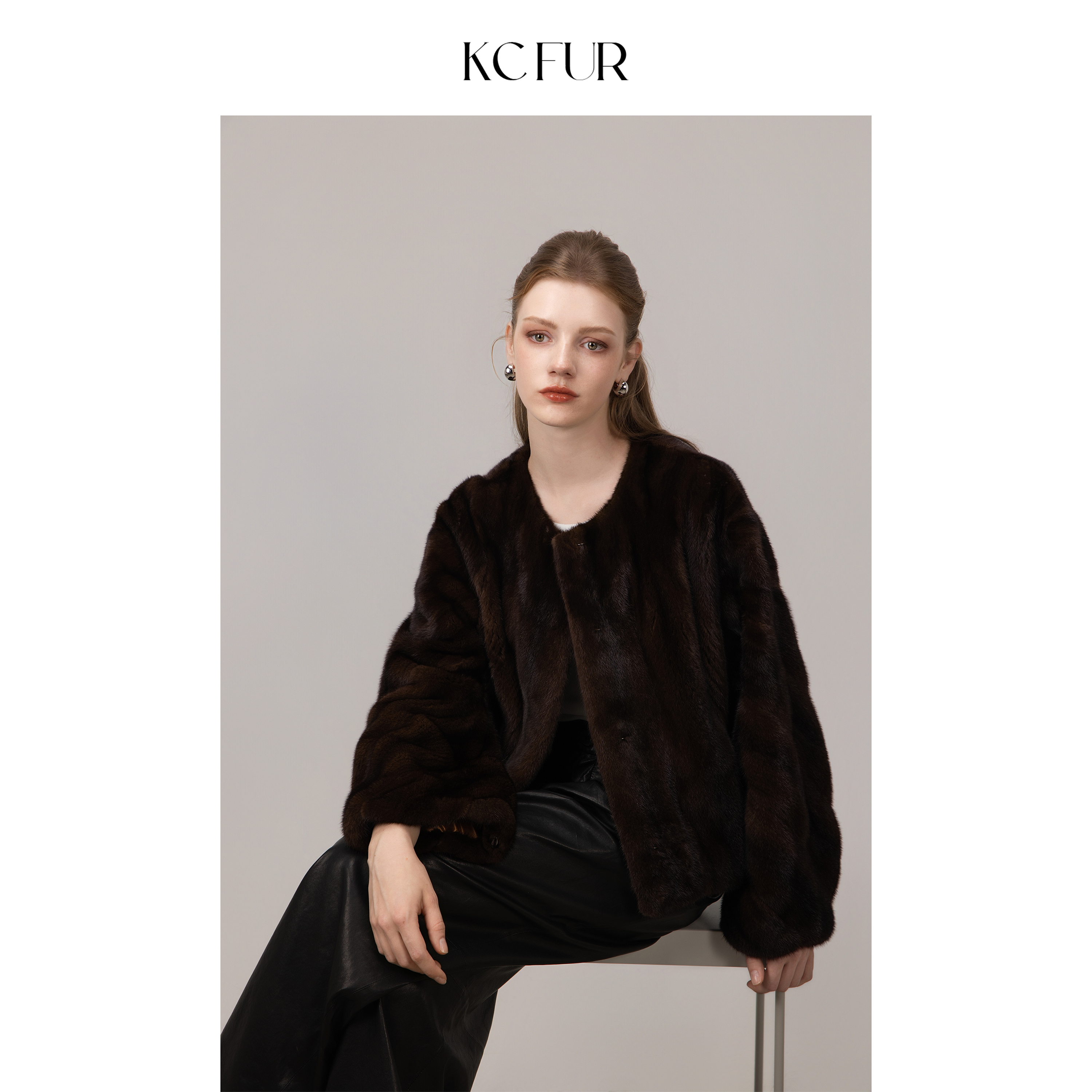 KC年轻短款时尚保暖水貂外套女