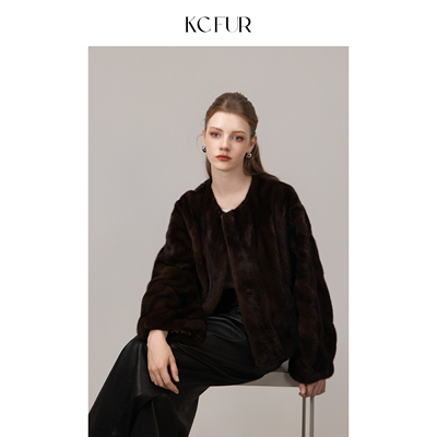 KC年轻短款时尚保暖水貂外套女