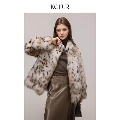 KC猞猁原色短款翻领水貂外套女