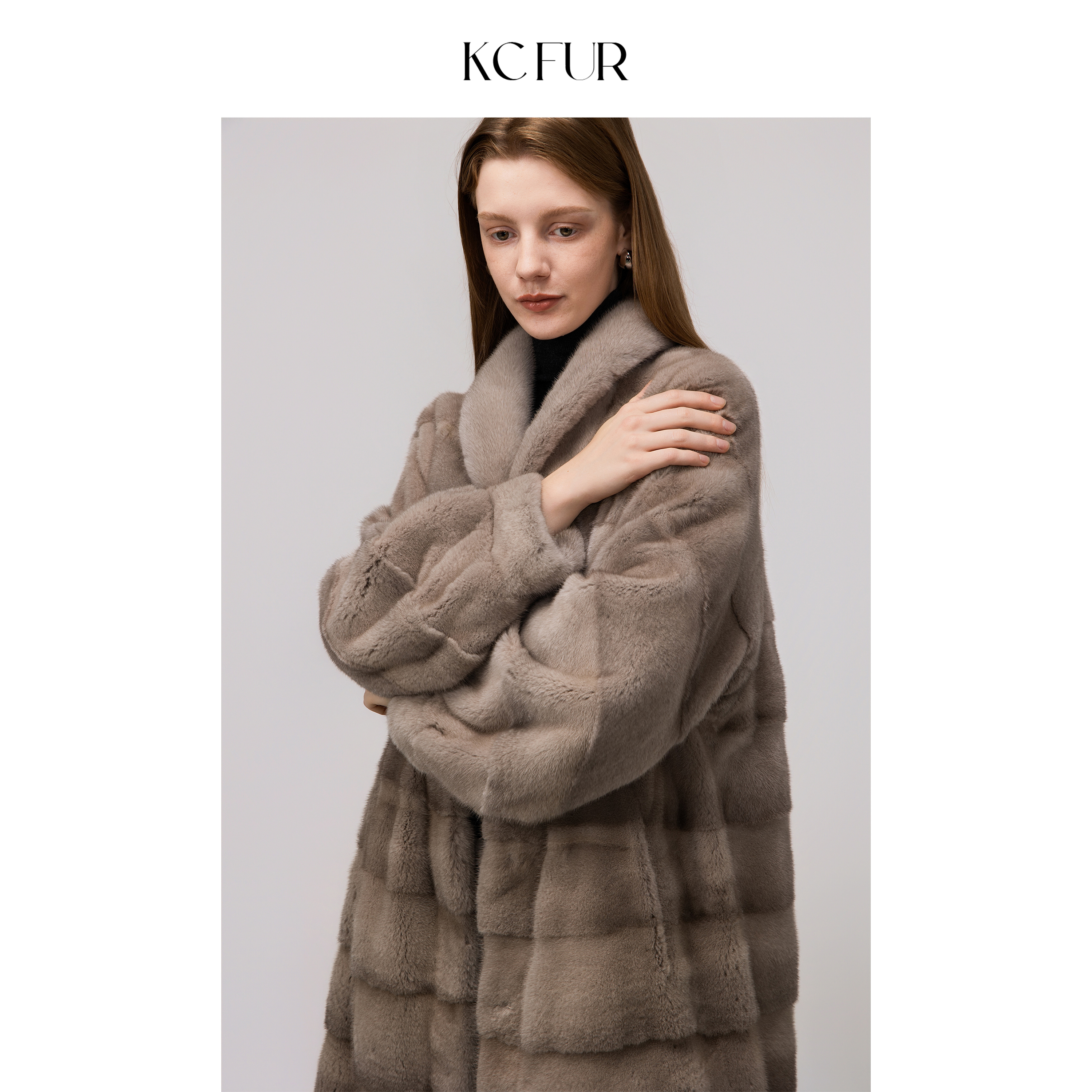 世家级长款横抽刀水貂皮外套女