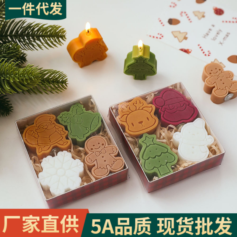 圣诞礼物香薰蜡烛批发圣诞节雪人姜饼人创意造型蠟燭香氛礼品