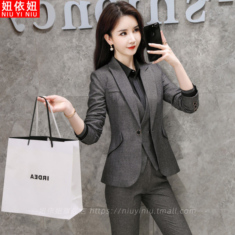 高端时尚职业装气质总裁西装工作服小个子上班正装经理西服套装女
