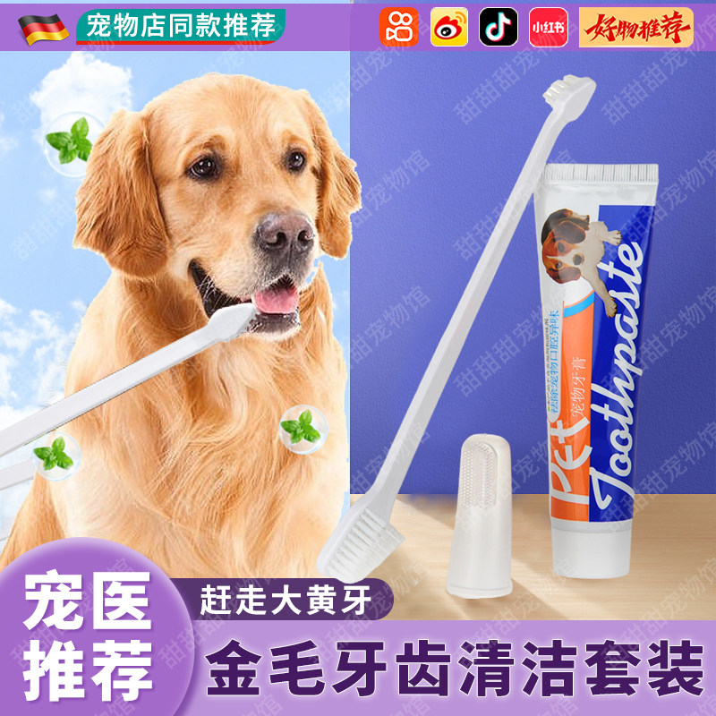 金毛专用牙刷牙膏套装去牙渍除口臭神器指套宠物用品可食用