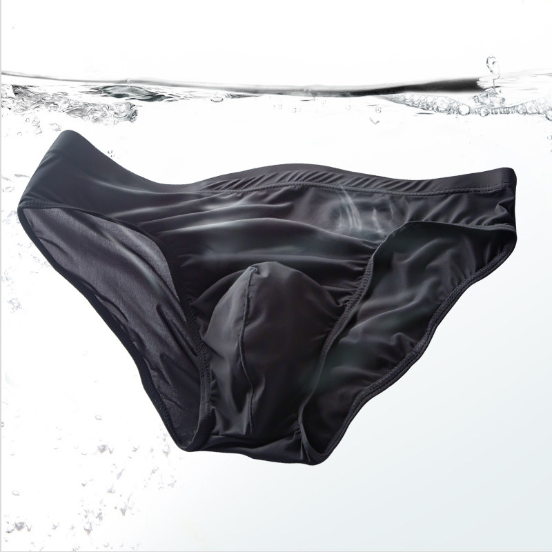 4件滑溜溜冰丝内裤男丝滑三角薄款性惑液体裤本命年红色透气速干