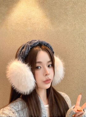 新款韩系ins风针织毛绒耳罩女冬氛围护耳防寒保暖大耳包耳套高货