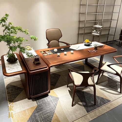 新中式岩板泡茶办公一体泡茶桌