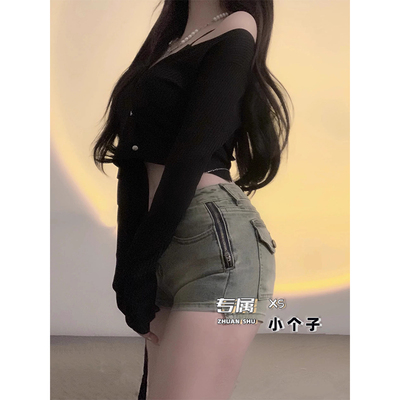 复古辣妹牛仔短裤女小个子150XS