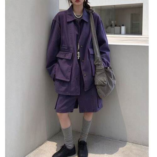 赫本风牛仔两件套女秋季高腰