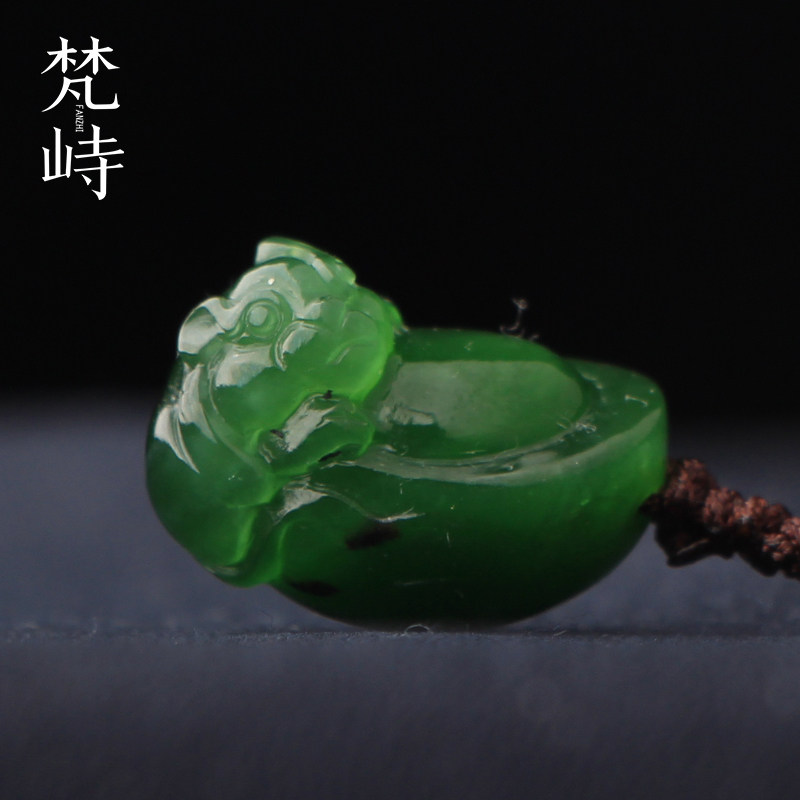 和田玉碧玉生肖鼠来宝挂件手机链