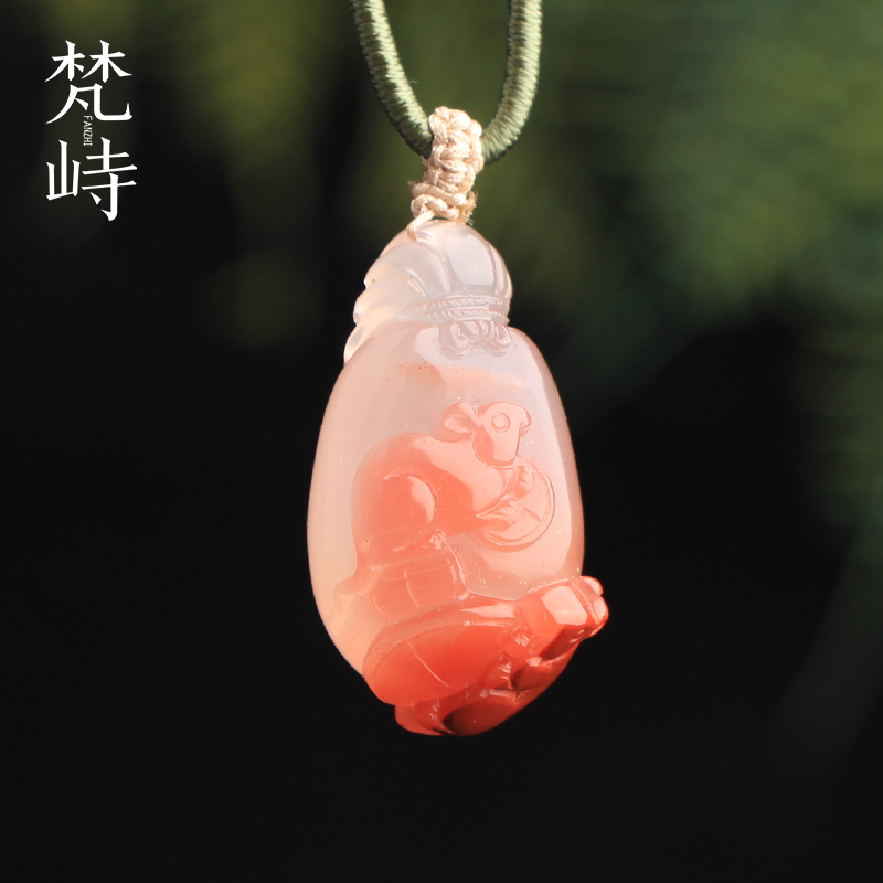梵峙南红玛瑙生肖老鼠钱袋子挂件
