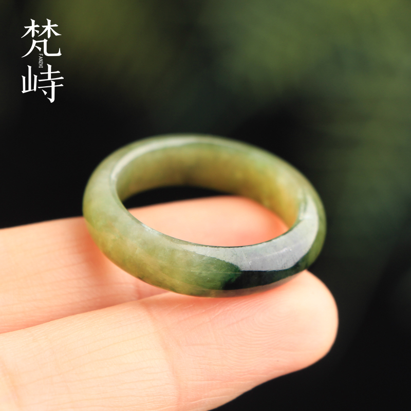 梵峙21.2翡翠戒指指环橄榄绿飘花