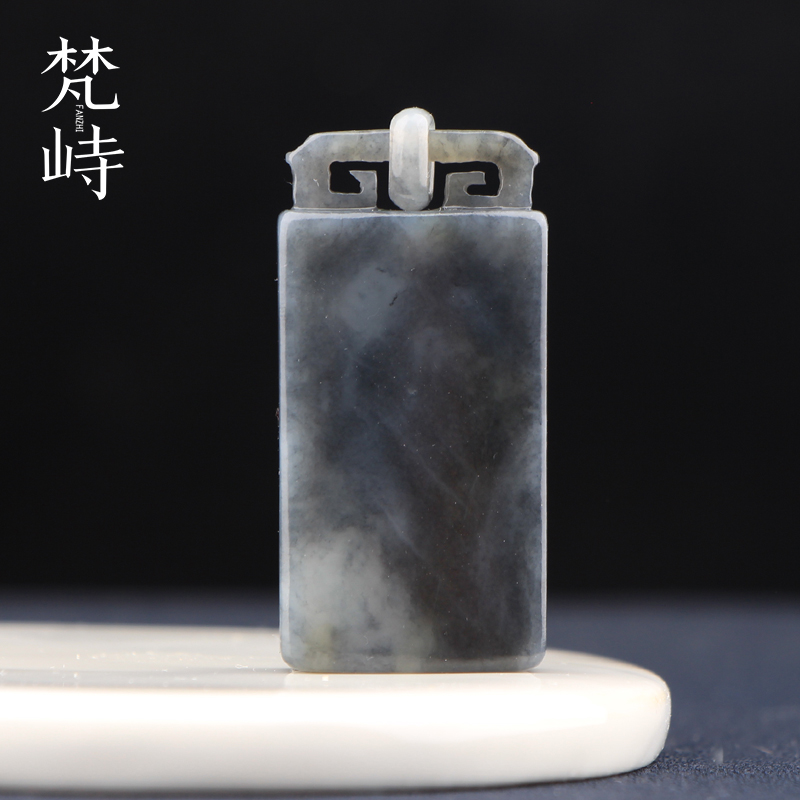梵峙和田玉籽料无事牌青花玉送证