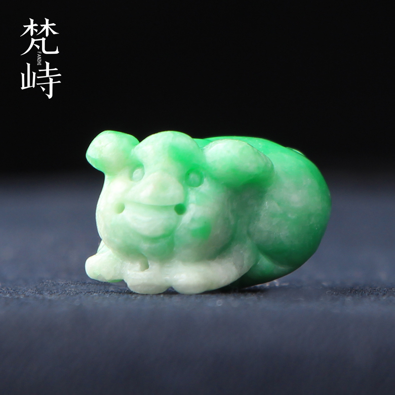 梵峙翡翠小猪拱财门挂件吊坠送证