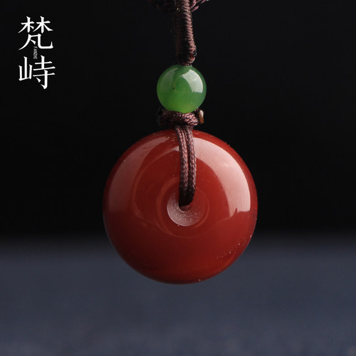 梵峙南红玛瑙锦红色平安扣原矿