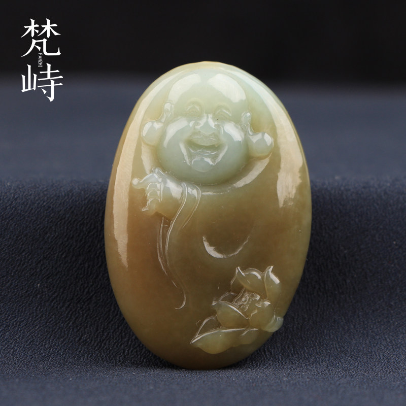 梵峙和田玉挂件佛公糖青白玉