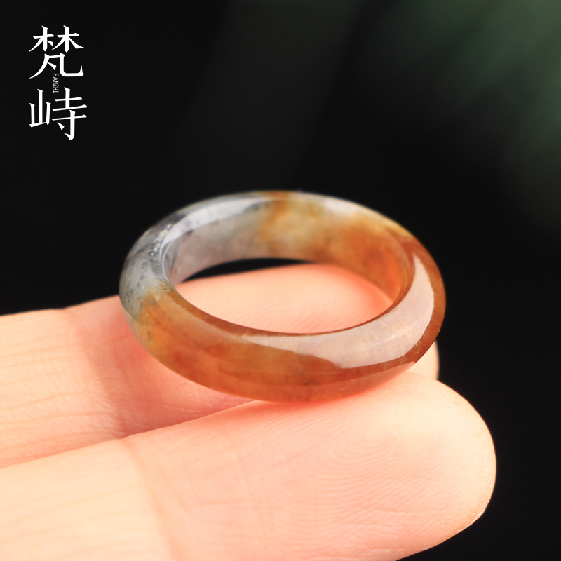 梵峙15.3翡翠戒指跑环红翡乌鸡