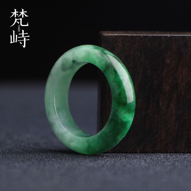梵峙16.5翡翠戒指绿花指环戒圈跑环缅甸A货送证书
