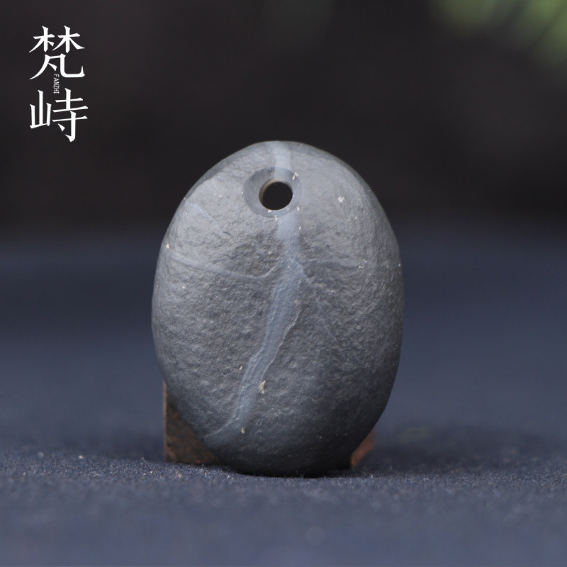 梵峙和田玉墨玉一线天挂件吊坠随形玉石
