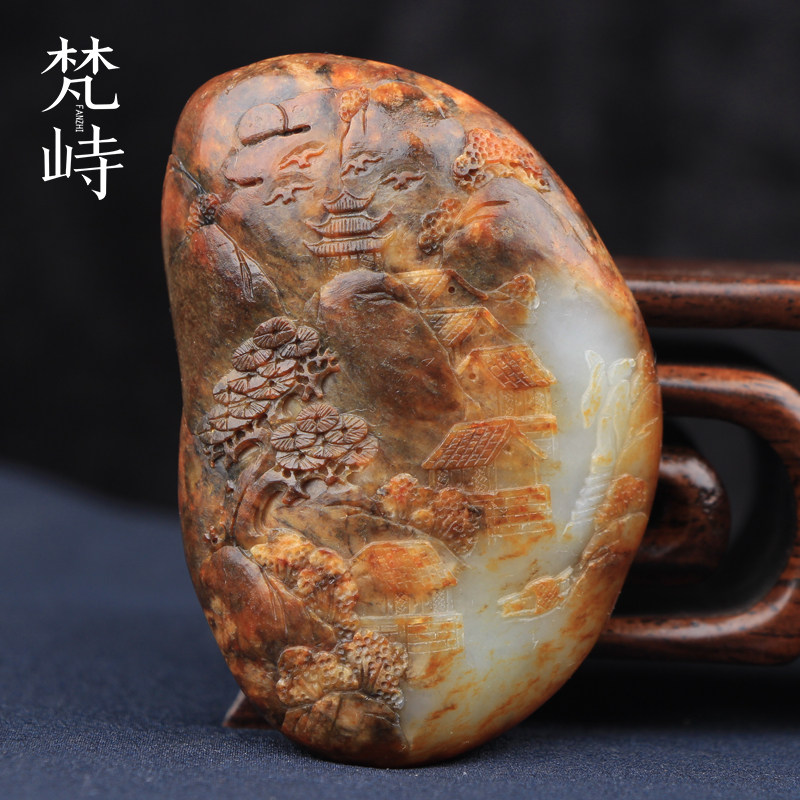 梵峙和田玉青白玉手把件上水摆件