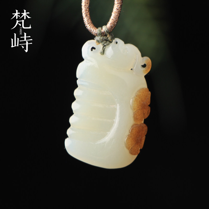 梵峙和田玉凤凰梳子挂件花开富贵一梳百顺糖白玉新疆且末料送证书