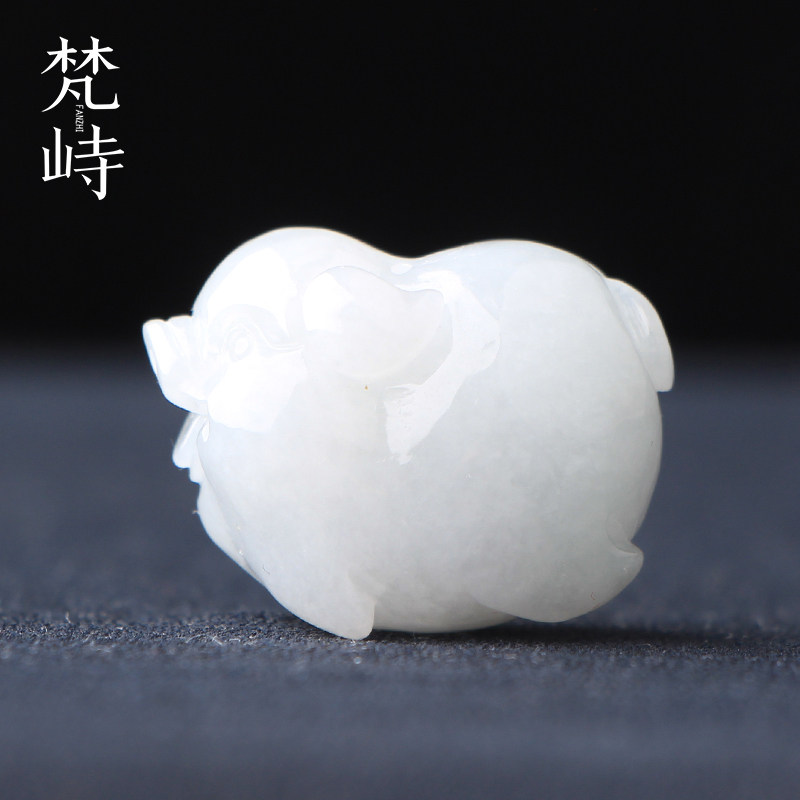 梵峙翡翠快乐发财小猪挂件吊坠生肖天然缅甸A货送证书
