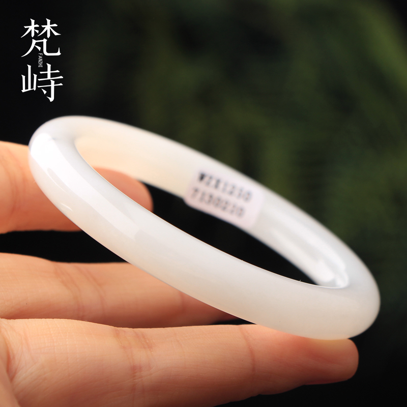 和田玉白玉手镯细圆条美人镯