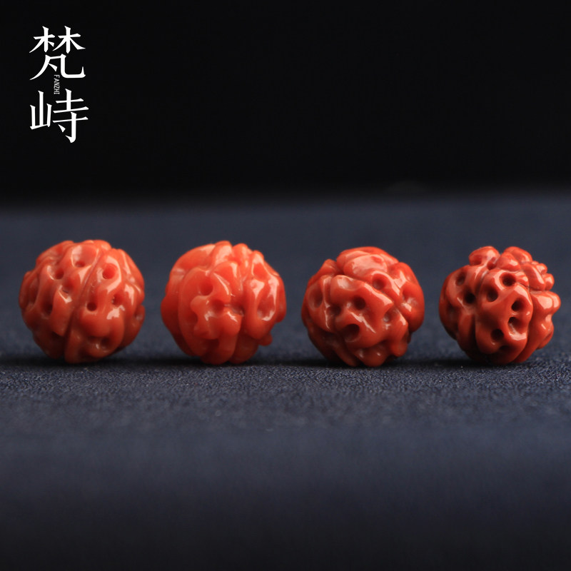 梵峙南红玛瑙5瓣金刚菩提子多宝珠散珠核桃文玩配饰川料原矿送证