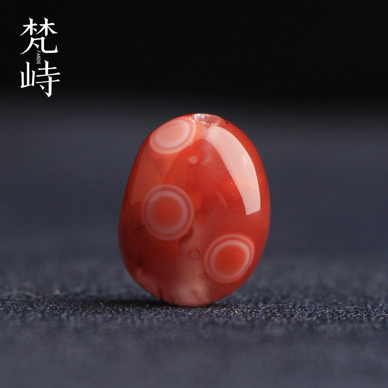 梵峙南红玛瑙天眼单珠桶珠随形