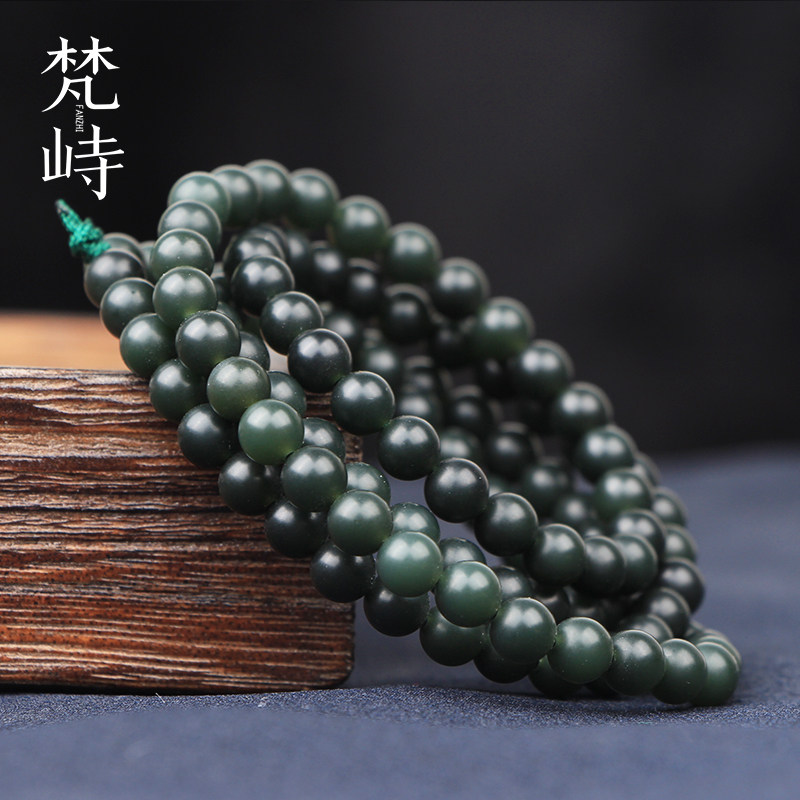 圆珠青玉梵峙和田玉108项链