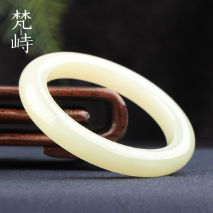 梵峙和田玉59冰晴水圆条手镯湖水色青白色玉镯镯子手镯送证书