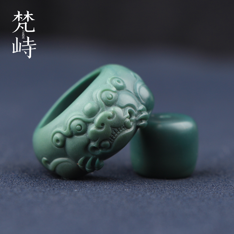 梵峙绿色玛瑙男扳指原创设计