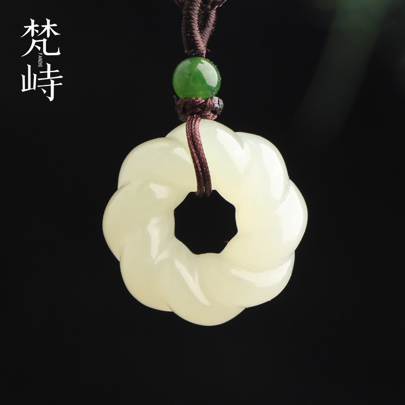 梵峙24.5和田玉麻花平安环挂件吊坠青白色仿古青海料冰底送证书,珠宝/钻石/翡翠,颈饰,淘宝优惠券,粉丝福利购,淘宝优惠卷