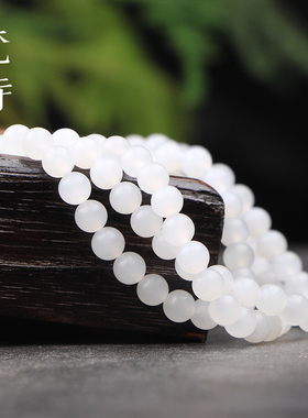 梵峙和田玉白玉手串项链羊脂玉手链青海料白色108佛珠念珠6mm