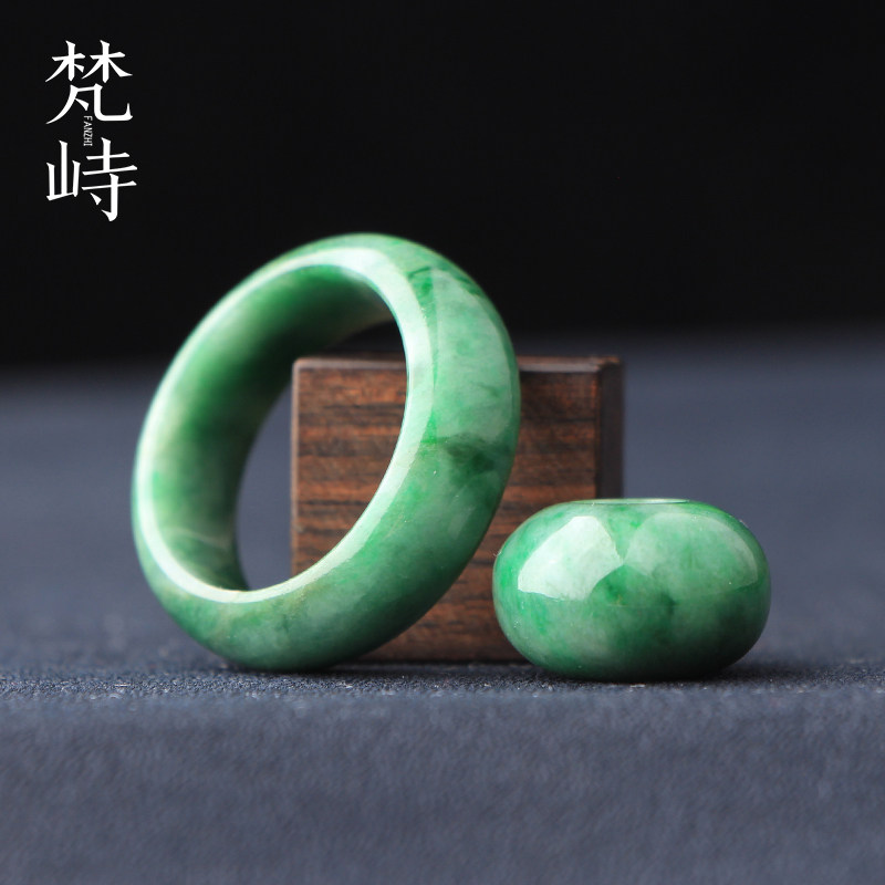 梵峙21.8指环戒指乌鸡细糯种绿花天然缅甸A货送证书